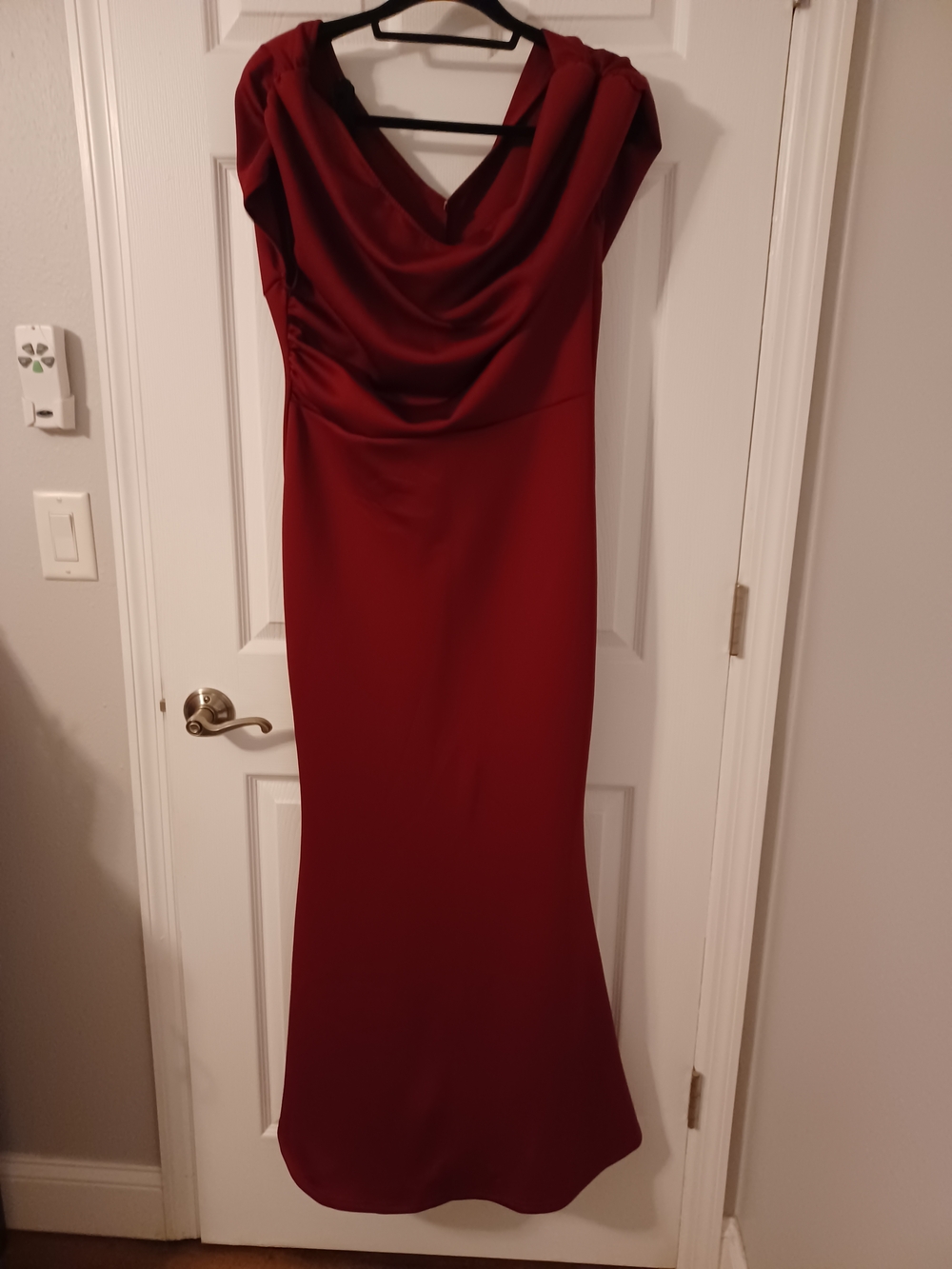 OTS Elegant Marron Cowl Neck Evening Gown